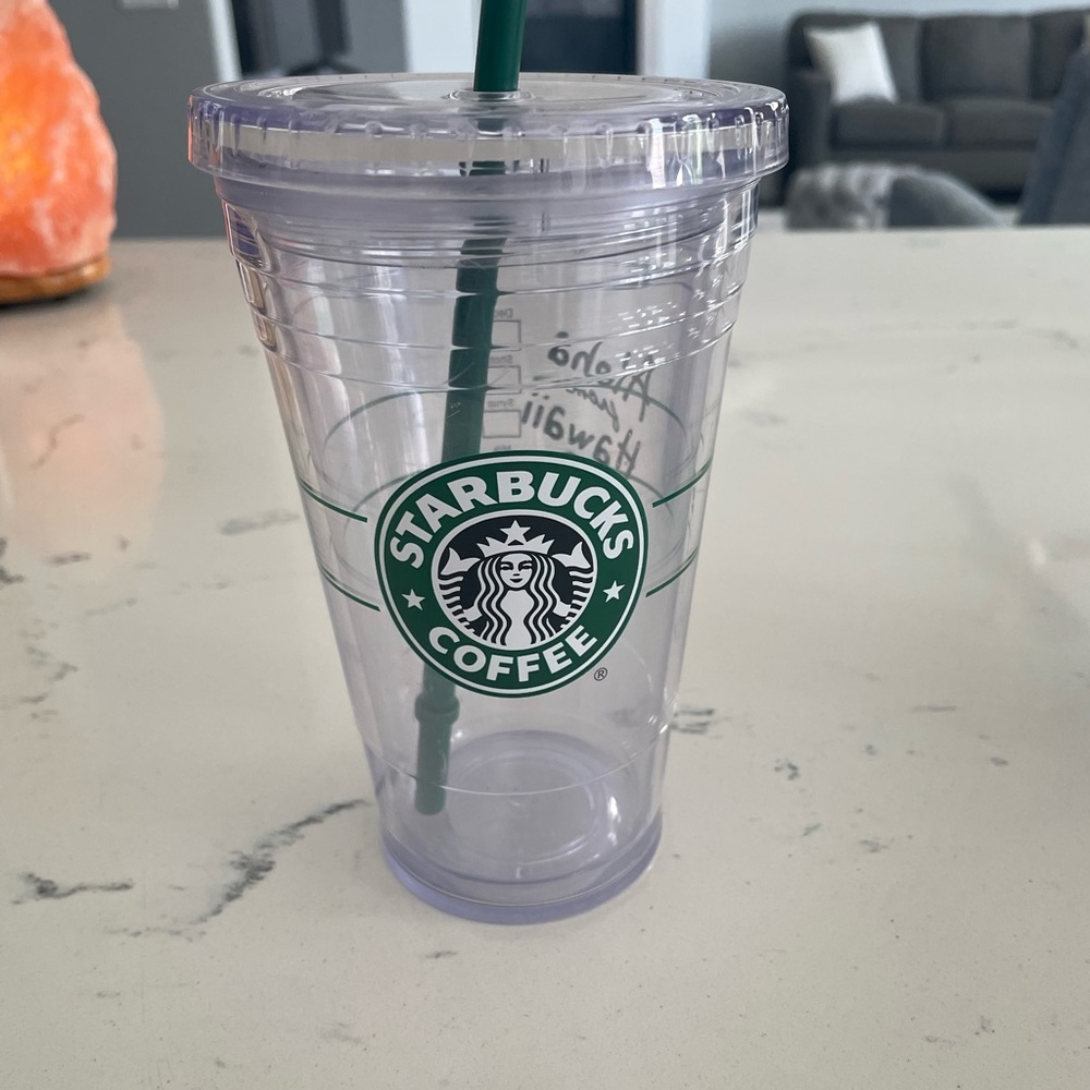 Starbucks Hawaii Clear Tumbler with Green Straw